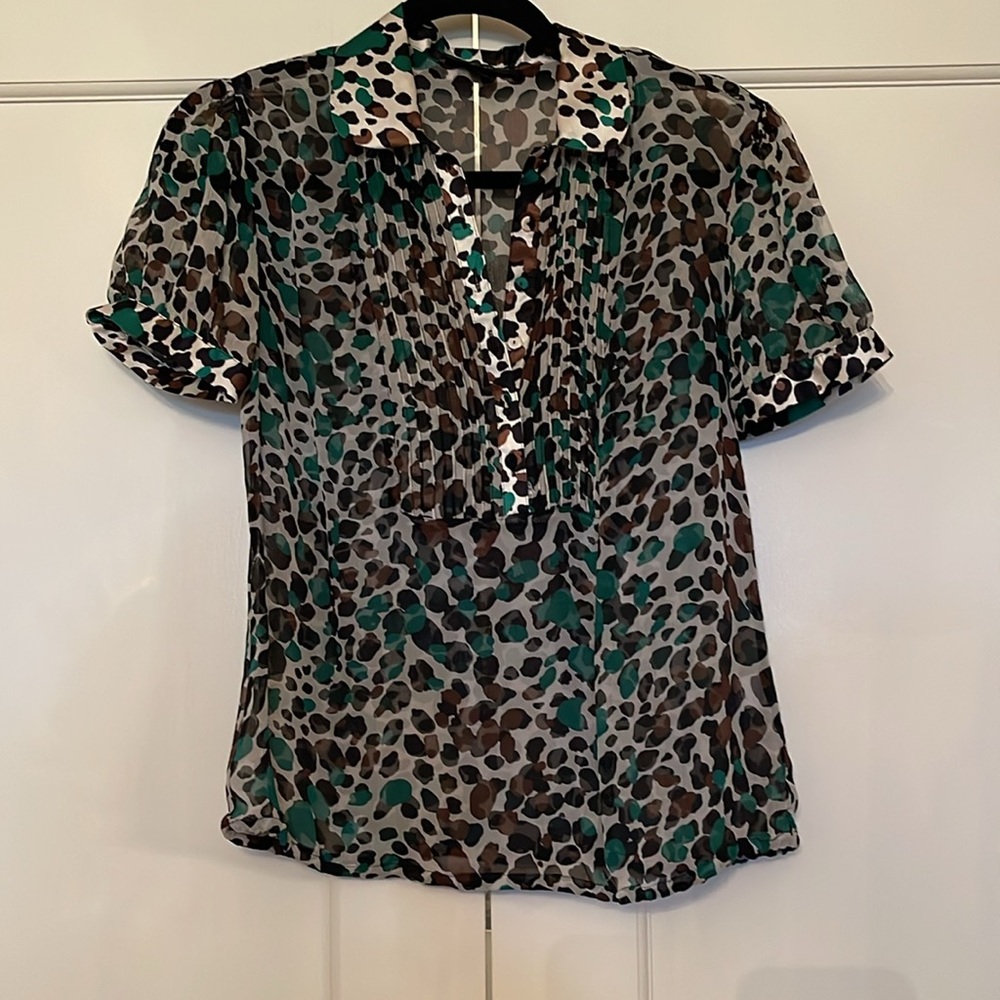 Stylish Leopard Print Sheer Blouse